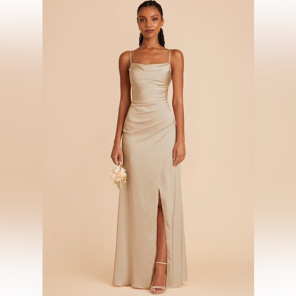 Worn Once Birdy Grey Lydia Matte Satin Dress - Neutral Champagne